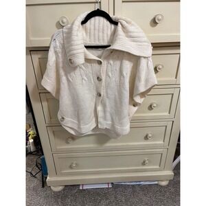 Old Navy Cream Cable Knit Shawl Collar Poncho Sweater Women's S/P